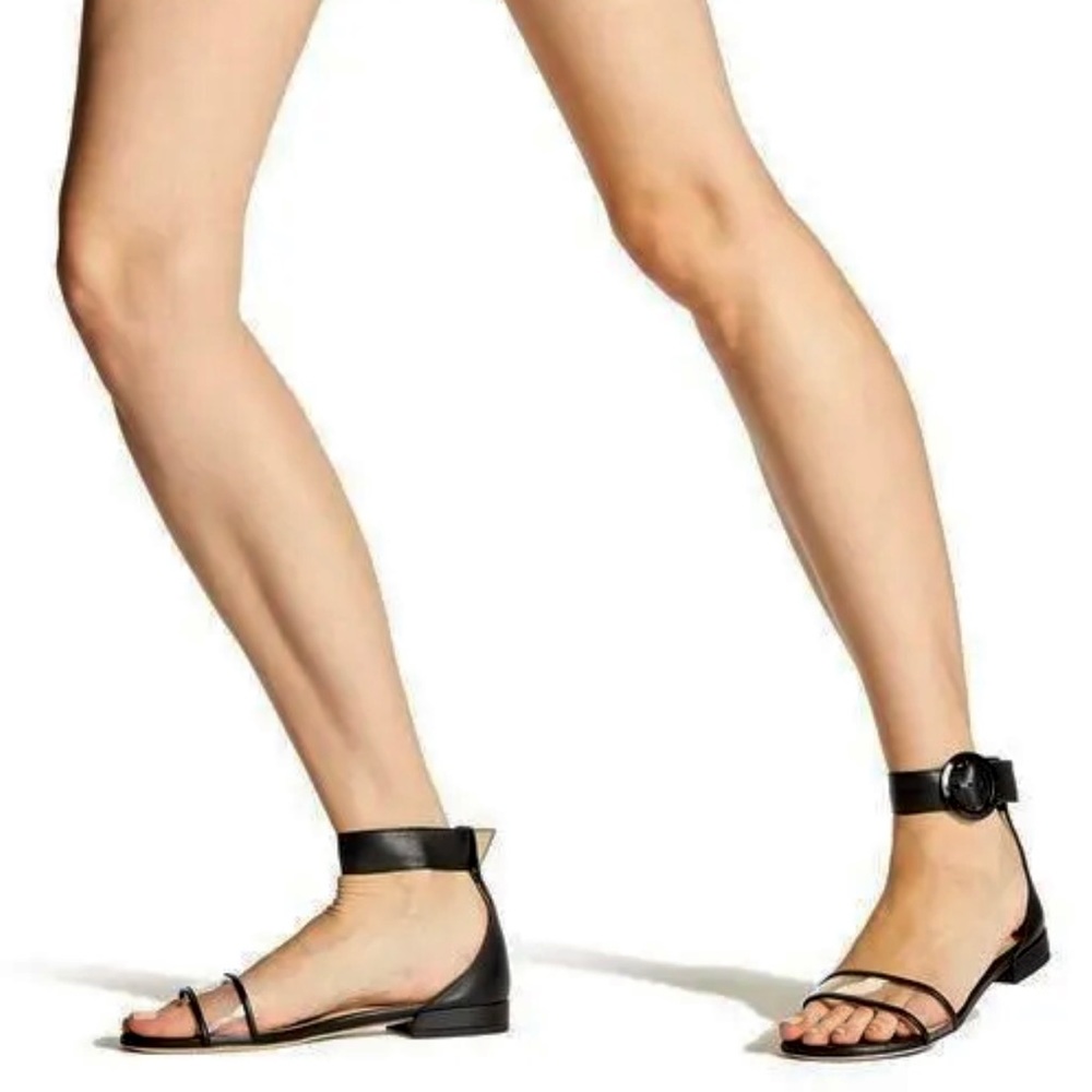 JIMMY CHOO Jaimie Black Flat Sandal Shoes  EU 40 / US 9  New in Box